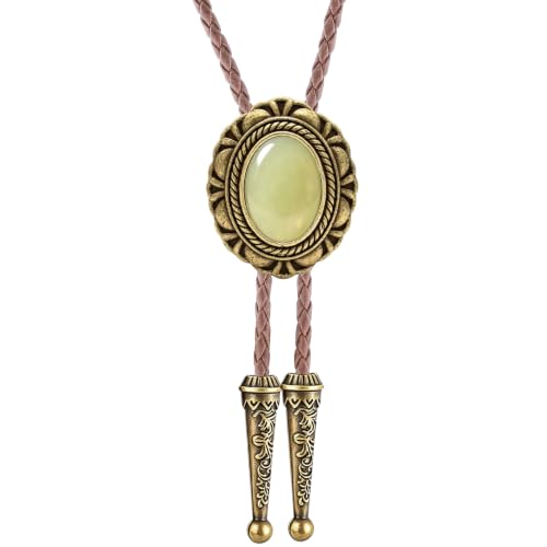 Image of GelConnie Native American Bolo Tie Rodeo Cowboy Leather Necktie Western Necklace Costume Accessories for Men,Women