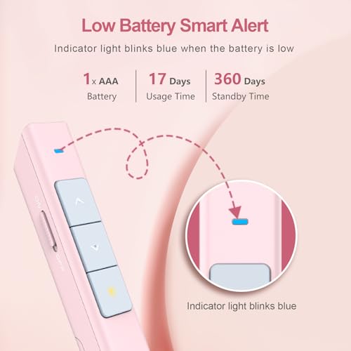 norwii n26 wireless presentation clicker presentation remote powerpoint clicker with pointer for powerpoint presentations power point clicker wireless presenter remote - pink