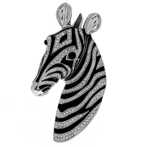 Image of Zebra Head Brooch Pins for Women, African Zebra Brooch Pin, Cute Zebra Animal Brooch Lapel Pin, Bohemian Horse Head Brooches Pins for Women Hat Bag Suit Dress Accessories Jewelry