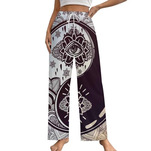 Pantalon de nuit femme style Tai Chi confortable vêtement de détente doux avec poches S