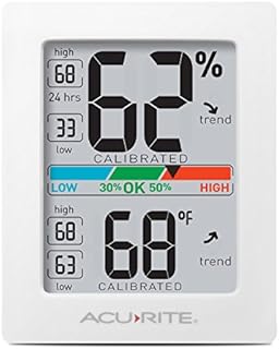 AcuRite Digital Hygrometer with Indoor Monitor and Comfort Scale (01083M) Room Thermometer Gauge with Temperature Humidity, 3 x 2.5 Inches, White