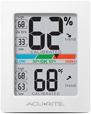 AcuRite Digital Hygrometer with Indoor Monitor and Comfort Scale (01083M) Room Thermometer Gauge with Temperature Humidity, 3 x 2.5 Inches, White