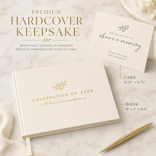 Image of ZICOTO Beautiful Funeral Guest Book for The Celebration of Life - The Perfect Hard Cover in Loving Memory Book with Ample Space to Sign in for Guests - Premium Craftsmanship for Honoring Loved Ones