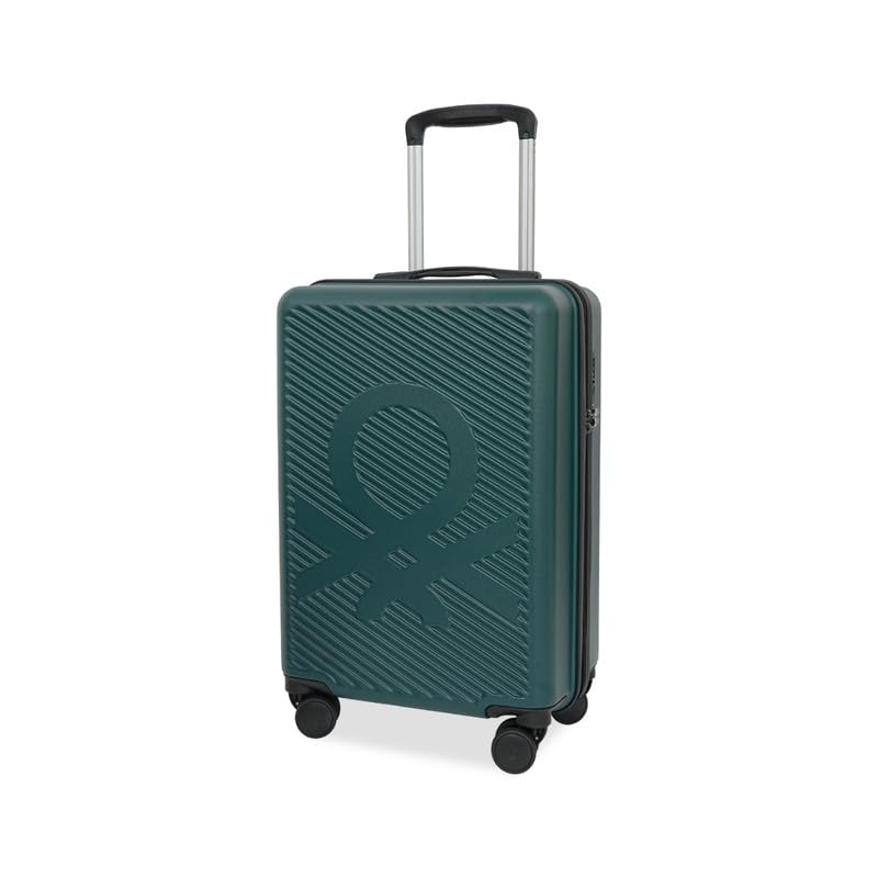 Image of United Colors of Benetton Cabin Hard Luggage Glide - Dark Green | PC Carry-On Trolley Bag | TSA Lock & 360 Spinner Wheels Suitcase | Telescopic Handle | Water Resistance | 55cm | 46L Capacity