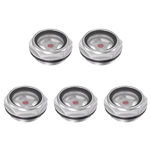 sourcing map Air Compresseur Huile Niveau Jauge Vision Verre G3/4 Mâle Fileté Aluminium Organique Verre Liquide Indicateur Vision Fenêtre 5Pcs