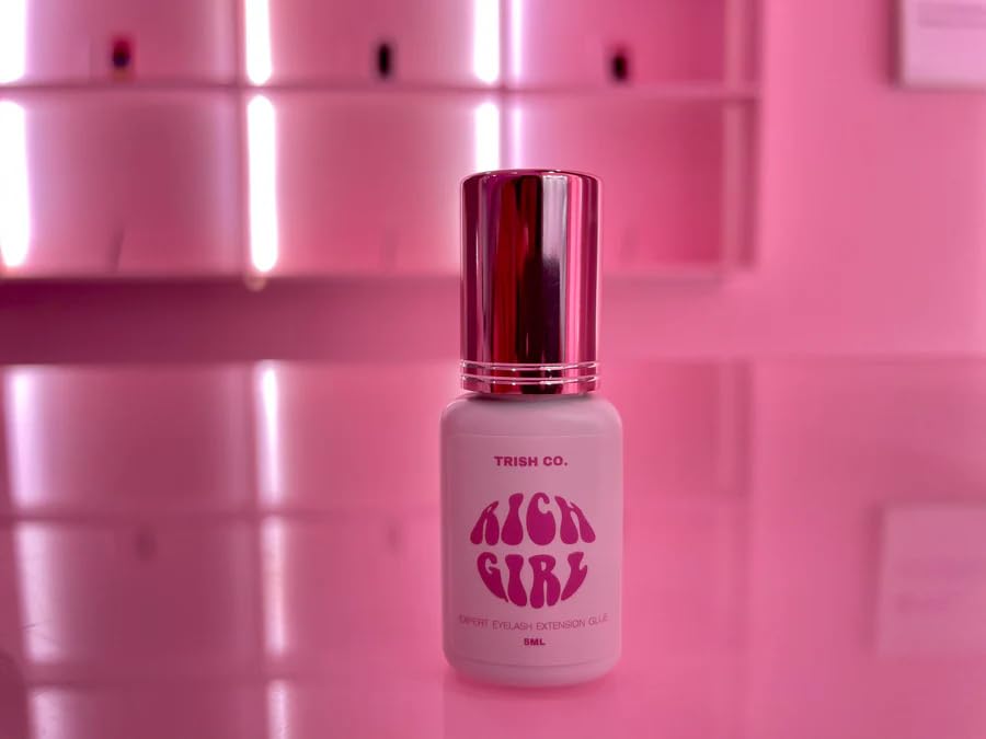 Trish Cosmetics| Rich Girl Lash Eyelash Extension Glue| Fastest Drying .05-1 Sec| 8 Week Retention| 5ML/0.17FL.OZ