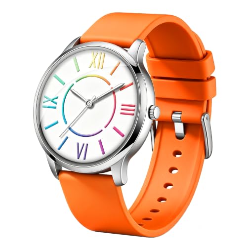 Bisley Fashion Analog Watch for Women Colorful Roman Numerals Easy to Read Orange Silicone Watch Waterproof
