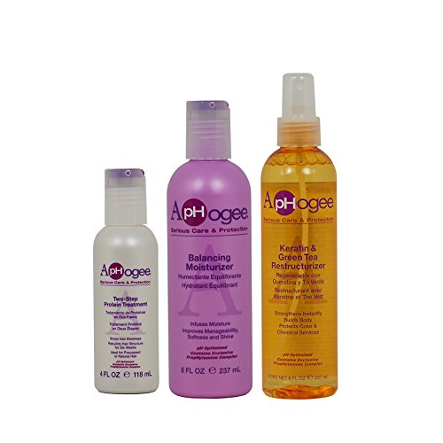 ApHogee Two-Step Protein Treatment 4oz + Balancing Moisturizer + Keratin & Green Tea Reconstructurizer 8oz"Set"