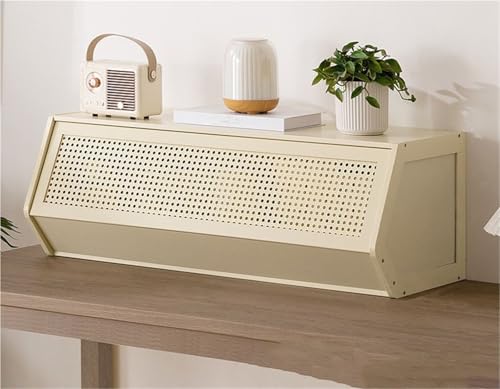 Vitrina apilable de bambú blanco de 86 cm con diseño que ahorra espacio 2