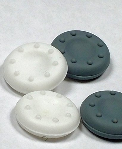 Color Combo Silicone Thumb Grip cover 6pairs /12 pcs for PS3 / PS4 / Xbox 360 / Xbox One / Wii Game joystick controller cover - GREY & WHITE