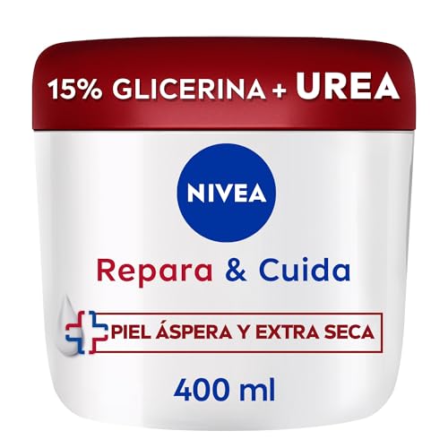 NIVEA Repara & Cuida Crema hidratante corporal, facial y para manos (1 x 400 ml), crema hidratante con glicerina y urea, 72 h de hidratación para piel extra seca y áspera