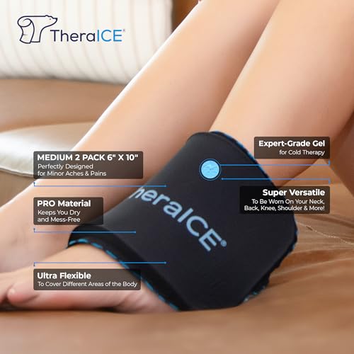 Image of TheraICE PROpack Ice Pack for Injuries, Reusable Soft Multipurpose Cold Gel Ice Pack for Muscular Back Pain, Shoulder, Hip, Knee - Flexible Cold Compress Wrap for Minor Aches & Pains - 6 x 10-2 Pack