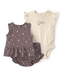 Carter's Girl 3-Piece Diaper Cover Set, Brown/Ivory, 12M