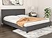 Mecor Upholstered Linen Platform Bed Frame - with Wooden Slat Support - No Box Spring Needed,for Adults Teens Children - Grey/Queen Size
