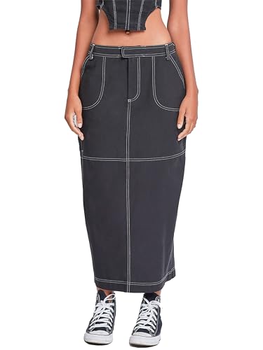 YMI Jeans Women's Cargo Maxi Skirt, Black, 01 at Amazon Women's