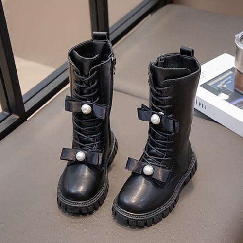 Girls Kids Boots Round Toe Chunky Low Heel Shoes Warm Fashion Knee High Booties with Side Zipper 20252