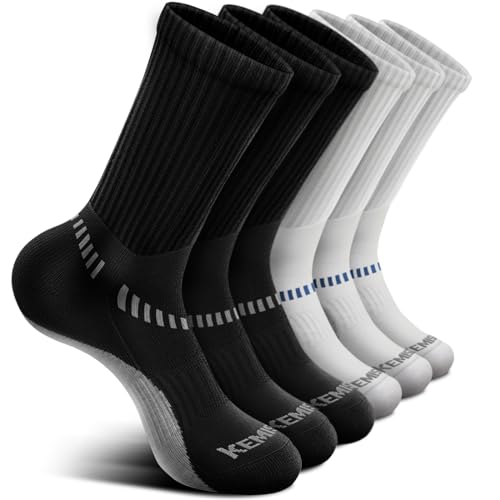 Image of BULLIANT Men 6-Pack Athletic Compression Crew Socks for Running Gym Sports