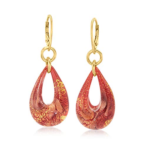 Ross-Simons Italian Murano Glass Teardrop Earrings in 18kt Gold Over Sterling
