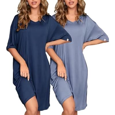 ft FENTENG 2-Pack Women's Nightgowns Short ...