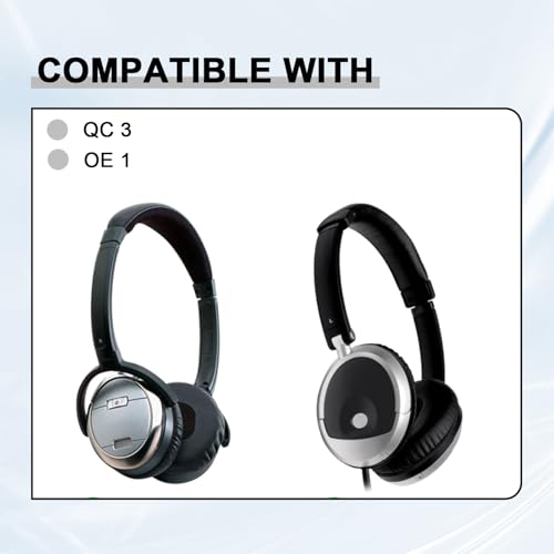 Repuestos de Almohadillas para Audífonos Bose QuietComfort QC 3 y OE1 On-Ear, Cubiertas de Almohadillas de Cuero Negro para Reparación miniatura 3