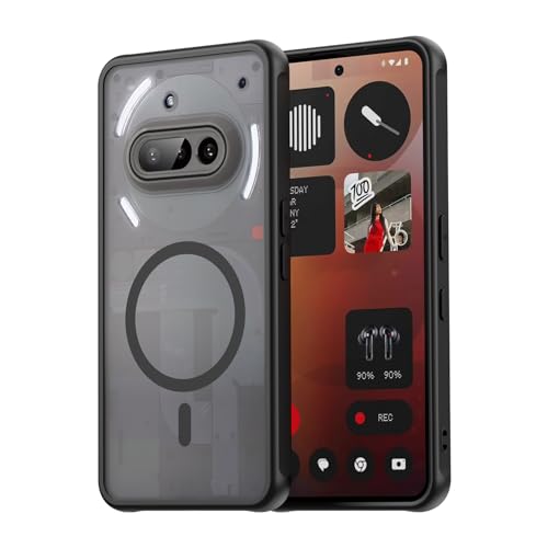 Effcotuo Magnetic Case for Nothing Phone 3A, Compatible with MagSafe, Full Camera Protection, Shockproof, Translucent Matte Black