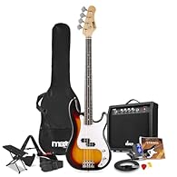 Comprehensive beginner bass guitar kit offers everything a learner needs to start playing immediately, including a premium bass guitar, powerful amplifier, footrest, stand and more accessories. Featuring a classic full-size bass guitar in striking su...