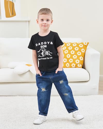 Image of Renotemy Toddler Baby Boy Clothes Denim Outfits Infant Hooded Sweatshirt Jeans Pants Little Boys Clothing