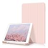 kenke Case for iPad 6th/5th Generation (2018/2017 Model) 9.7 Inch with Pencil Holder, Lightweight Smart Stand Cover with Soft TPU Back, Auto Wake/Sleep, Model A1822/A1823/A1893/A1954, Pink