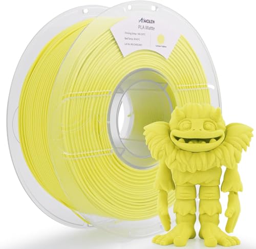 AMOLEN Filamento mate PLA para impresora 3D, filamento PLA mate, 1,75 mm, precisión dimensional +/- 0,02 mm, filamento de bobina de 1 kg (2,2 libras) para impresora 3D, amarillo limón mate