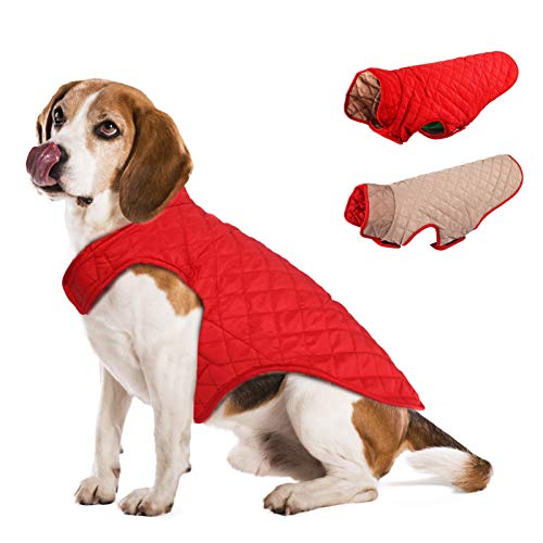 SCPET Plaid Dog Winter Coat Premium Waterproof Windproof Reversible Double Decker Thick Warm Dog Vest Apparel for Cold Snow Weather Dog Jacket for Small Medium Large Dogs with Collar