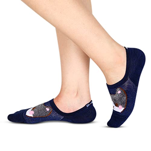 Benefeet Sox Womens Girls Cute No Show Socks Novelty Funny Crazy Cartoon Cat Socks Colorful Animal Patterned Design Low Cut Socks Cotton Non Slip Footie Invisible Short Liner Socks, 5 Pack-Cats #TOP3