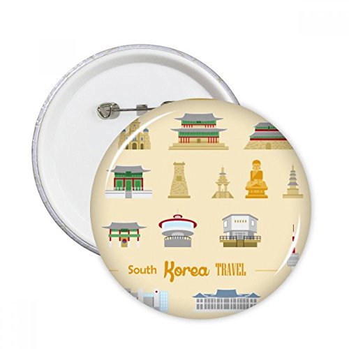Pins Corée du Sud badge bouton décoratif voyage lot de 5 pièces multicolores taille M