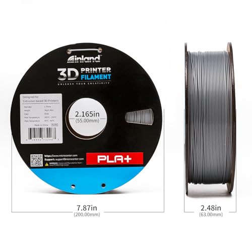 Image of INLAND Micro Center PLA+ 3D Printing Filament 1.75mm - PLA Pro Dimensional Accuracy + /- 0.03 mm - 1kg Cardboard Spool (2.2 lbs) (1 Pack Silver, 1.75mm)