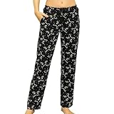 PNAEONG Women Cotton Pajama Pants Comfy Pajama Bottoms Soft Printed Lounge Pants with Pockets Black Cats L