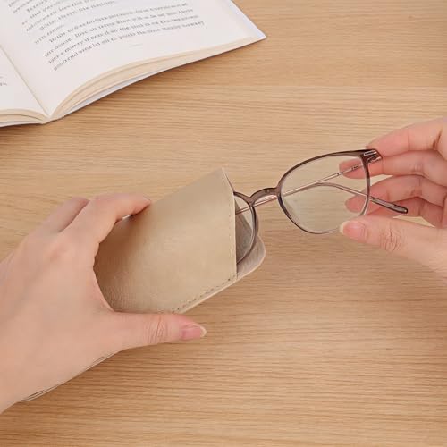 Image of SAVITA Soft Leather Glasses Cases, 4 Pcs Slim Reading Eyeglasses Case Glasses Case Sunglasses Pouch Safety for Women Men,