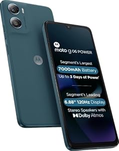 Motorola G06 Power (Pantone Tapestry, 4GB RAM, 64GB Storage)| 6.88" HD+ Display | Advanced 50 MP Quad Pixel Camera | 7000 mAh Battery | MediaTek Helio G81 Processor | IP64 Protection | Gorilla Glass 3