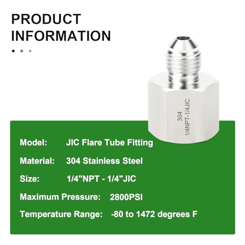 Image of TAISHER 5PCS Forging of 304 Stainless Steel JIC Flare Tube Fittings, 1 /4 inch JIC Male x 1 /4 inch NPT Female, Half Union