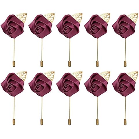 10pcs Wedding Lapel Flower Pin Rose for Man Suit Decoration -Mauve pink Cover