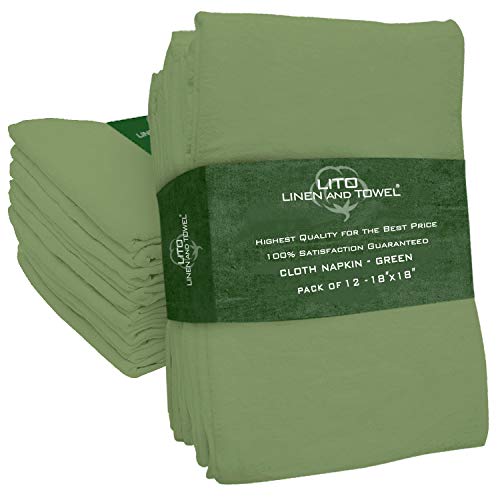 Linen and Towel Ropa de cama y toallas, servilletas de tela, 100% algodón natural hilado en anillo,12unidades, 18