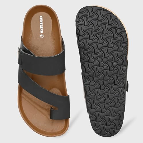 Image of Centrino Men's Berkin-Style Slip-On Sandals | Open Toe Design | Soft PU Footbed | Lightweight & Comfortable | Arch Support | On-Grip Sole | Casual Outdoor Wear (9212)