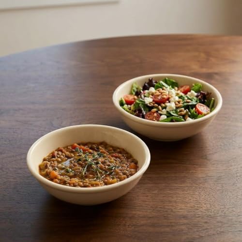 Image of BLACKCARROT Full White Ceramic Snack Bowls Set of 2 - Stoneware