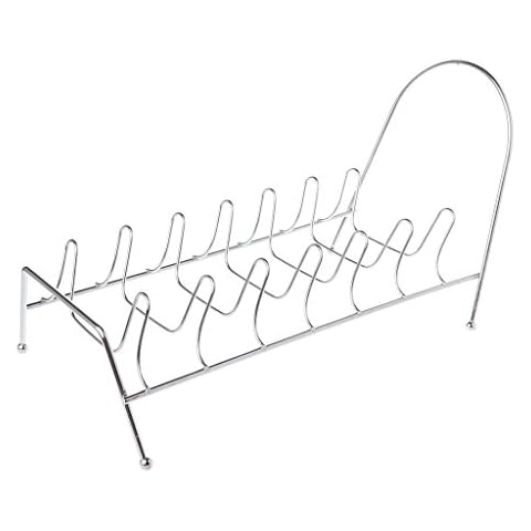 Kcnsieou Elegante Diseño Placa Organizador 8 Ranuras Cromo Plateado Plato Estantes Encimera Secado Soporte Cover
