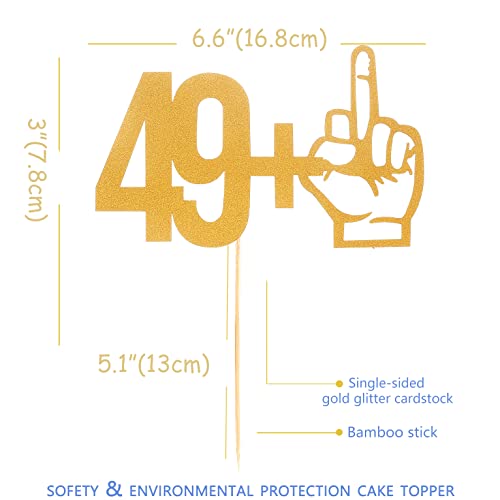 Gold Glitter 49+1 Cake Topper- Single-Side Gold Glitter Cardboard 50Th Birthday Party Decoration Supplies, 50 Anniversary Wedding, Birthday Party Decorations, Happy 49+1 Birthday Cake Topper #TOP2
