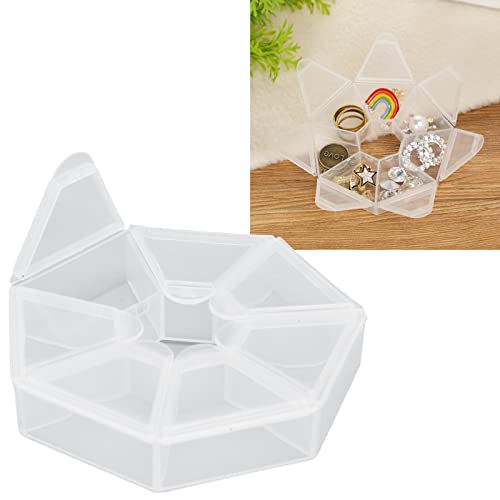 Image of Cyrank 4Pcs Clear Bead Storage Containers, 7 Compartment Round Jewelry Bead Storage Organizer Plastic Jewelry Boxes Display Containers