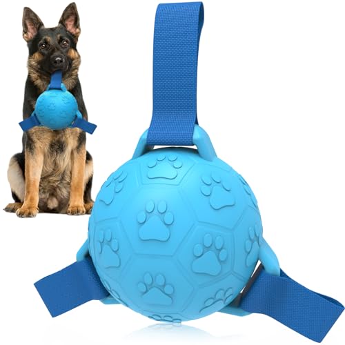 QDAN Hundeball Mit Riemen – 20,3cm, Langlebig & Wasserfest, Ideal Für Große Hunde Zum Apportieren