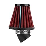 Filtro de aire para coche, filtro de aire universal, codo de 45 grados, filtro de admisión de aire de moto (48 mm, rojo), cesador de relleno, filtro de aire codo 48 mm, filtro de aire codo de 48 mm, f