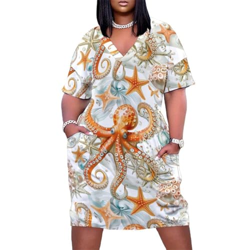 Dolphins Ocean Dress for Women Long Summer Top Casual T-Shirt