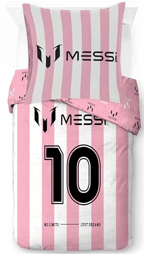 Jay Franco Messi Football Parure de lit 2 pièces super douce pour enfant avec taie d'oreiller...