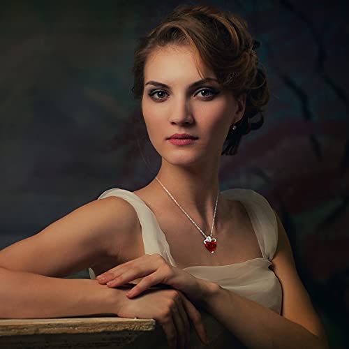 Uloveido Fashion Love Heart Crystal Pendant Valentines Birthday Necklace Silver Color N4372