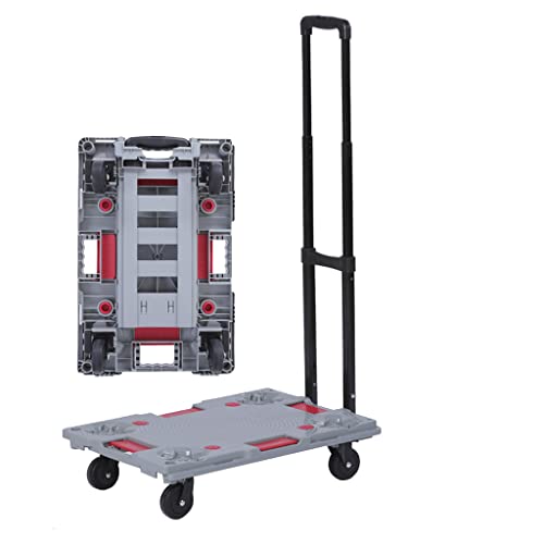 Plattformwagen aus Kunststoff mit klappbarem Schiebebügel, Tragfähigkeit 150 kg Grau x x - Grau - Polypropylene (PP) - In - & Outdoor - Nutzung -